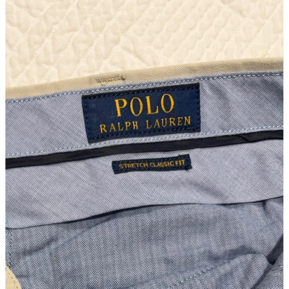 Polo Ralph Lauren Men's Tan Neutral Stretch Classic Fit Pants 36x30 Flat Front